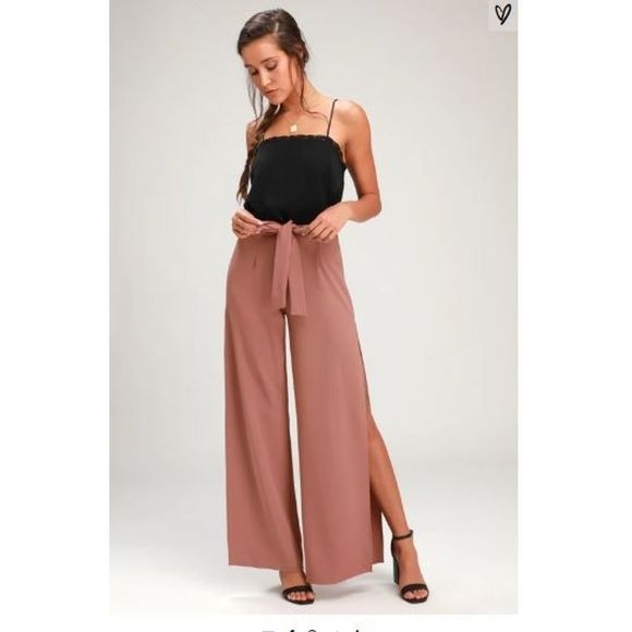 Lulus Pants - Lulus Mauve Wide Split Leg Pants